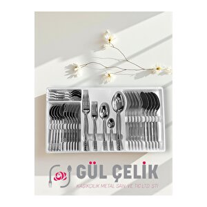 30 Parça 6 Kişilik Çatal Kaşık Seti Damla Model Kutulu 18/0 Kalite