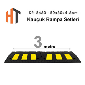 Kauçuk Rampa Set, Otopark Rampası, Kaldırım Rampası 50x30x4,5 Cm 3 Metre