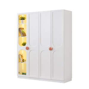 Gardırop, Sardes Kitaplıklı Led Aydınlatmalı 4 Kapılı Dolap