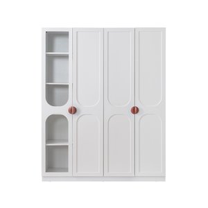 Gardırop, Sardes Kitaplıklı Led Aydınlatmalı 4 Kapılı Dolap