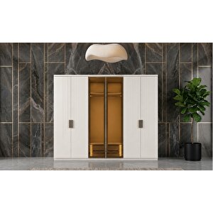 Ambiance Tamamı Mdf 6 Membranlı Kapaklı  Reflekte Camlı Gardırop Dolap - Kurulum Dahil