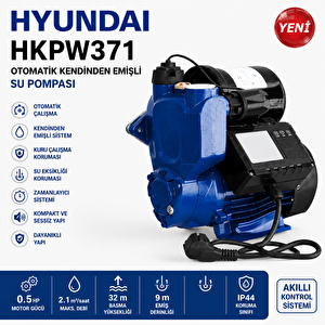Hkpw371 Otomatik Kendinden Emişli Su Pompası 0.5 Hp Hidrofor Bahçe Su Motoru