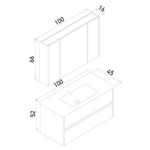 Side 100 Cm Çekmeceli Banyo Dolabı Takımı Legnano