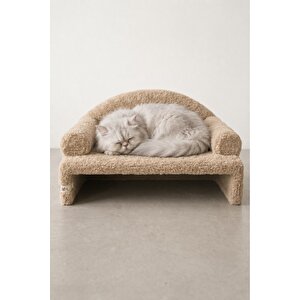 Pet Peluş Kedi Oturma Koltuğu Kedi Yatağı Bej