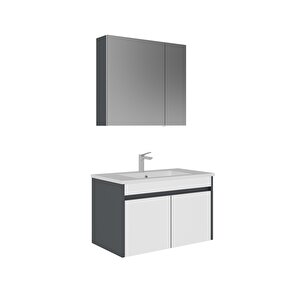 Lotus 80 Cm Banyo Dolabı Takımı Mat Antrasit