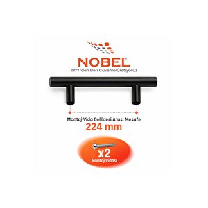 224 Mm Metal Mobilya Kulpu – Mutfak Dolap Çekmece Kulpu, Dekoratif Kulp Seti (10 Adet) Mat Siyah