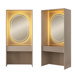 Lora Gardırop %100 MDF Makyaj Üniteli Puflu Köşeli Modüler Giyinme Odası Dolabı