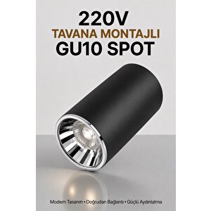 Siyah Krom Metal Gu10 Spot Armatür 4000k Gün Işığı - Ampul Dahil