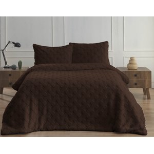 Dıamond 3 Parça Pietra Kürk Comforter Set Kahve Kahve