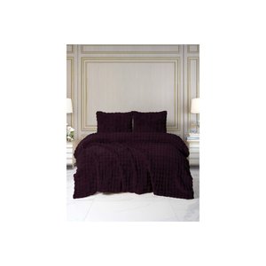Dıamond 3 Parça Bubble Kürk Comforter Set Mürdüm Murdum