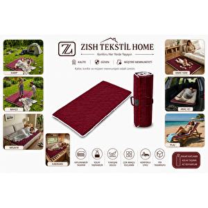 Bordo Taşınabilir Katlanır Yatak Karavan Kamp Yatağı Otel Misafir Anne Yanı Yer Yatağı 5cm 180x200 cm
