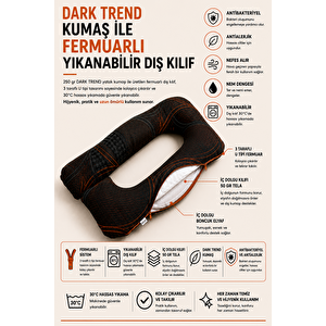SOLNERA Hamile ve Emzirme Yastığı | 5 Bölge ve Tam Vücut Destekli | Fermuarlı Yıkanabilir Kılıf | Dark Trend Yatak Kumaşı | 80×125 cm 80x120 cm