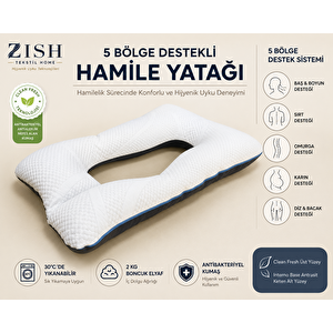 FERANESTA HYBRIT Hamile ve Emzirme Yastığı | 5 Bölge ve Tam Vücut Destekli | Fermuarlı Yıkanabilir Kılıf | Clean Fresh ve Keten Kumaş | 80×125 cm 80x120 cm