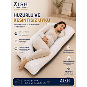 FERANESTA HYBRIT Hamile ve Emzirme Yastığı | 5 Bölge ve Tam Vücut Destekli | Fermuarlı Yıkanabilir Kılıf | Clean Fresh ve Keten Kumaş | 80×125 cm 80x120 cm
