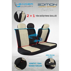 Daewoo Nexia Lüx Deri Detaylı Tay Tüyü Oto Koltuk Kılıfı Ön Arka Takım Edition Serisi Bej Bej