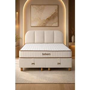 Bohem Nms Klapa 200x200 Cm Çift Kişilik Yatak Baza Başlık Seti - Nms Sert Ortopedik 200x200 cm