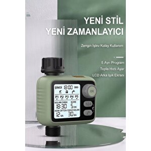 Otomatik Bahçe Sulama Zamanlayıcısı - 5 Programlı Lcd Ekranlı Akıllı Sulama Sistemi Ipx5 Su Geçirmez