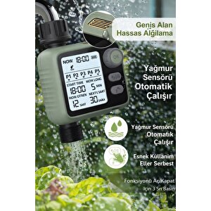 Otomatik Bahçe Sulama Zamanlayıcısı - 5 Programlı Lcd Ekranlı Akıllı Sulama Sistemi Ipx5 Su Geçirmez