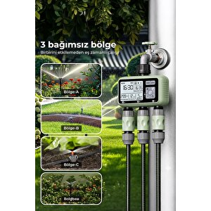 3 Çıkışlı Akıllı Bahçe Sulama Zamanlayıcısı Yağmur Geciktirme Ve Ip55 Su Geçirmez