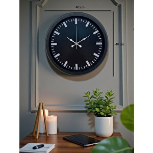 Black Baseline 40 Cm Metal Duvar Saati