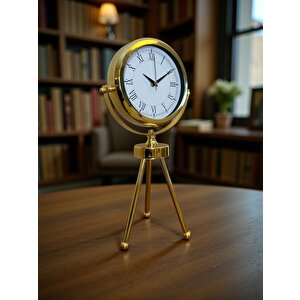 Saray Zarafeti Gold Tripod Üç Ayaklı Metal Masa Saati