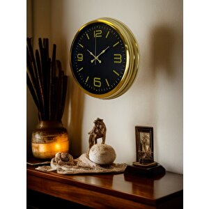 Gold Modern Rakamlı 40 Cm Metal Duvar Saati