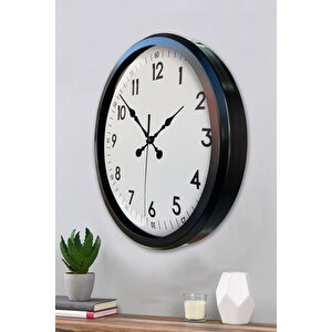 Black Classic 52 Cm Metal Modern Ve Şık Duvar Saati