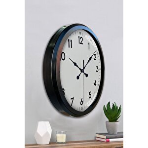 Black Classic 52 Cm Metal Modern Ve Şık Duvar Saati
