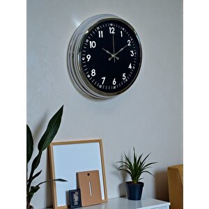 Klasik 40 Cm Krom Şık Metal Duvar Saati