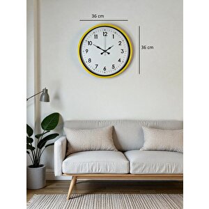 36 Cm Sarı Dekoratif Duvar Saati