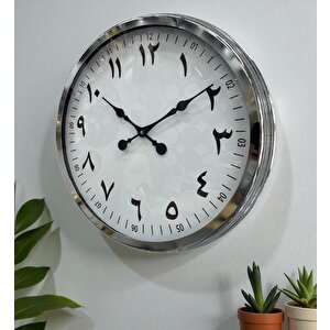 60 Cm Krom Metal Farsça Duvar Saati