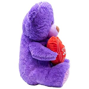 Kalp Tutan Pelüş Ayıcık Mor 35 Cm 04030