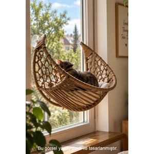 Lüxperi Hilal Kedi Cam Yatağı & Vantuzlu Cam Yatağı & Kedi Pencere Yatağı Kahve 45x45x14,5 cm