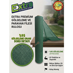 Yeşi̇l Extra Gölgeleme Fi̇lesi̇  %95 Gölgeleme - 115 Gr/m2 - 1 Mt. X 15 Mt 100x1500 cm
