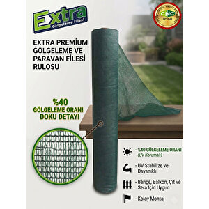 Yeşi̇l Extra Gölgeleme Fi̇lesi̇  %40 Gölgeleme - 30 Gr/m2 - 5 Mt. X 100 Mt 500x10000 cm