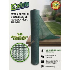 Yeşi̇l Extra Gölgeleme Fi̇lesi̇  %40 Gölgeleme - 30 Gr/m2 - 3 Mt. X 100 Mt 300x10000 cm