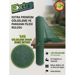 Yeşi̇l Extra Gölgeleme Fi̇lesi̇  %95 Gölgeleme - 115 Gr/m2 - 1,5 Mt. X 100 Mt 150x10000 cm