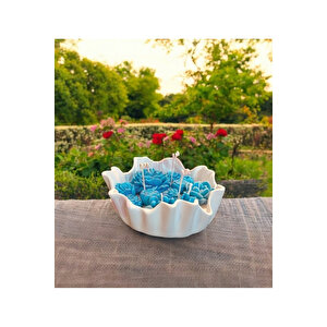 Zen Bahçesi Doğal Mum - Mavi Temalı El Yapımı %100 Doğal Soya Wax Kokulu Dekoratif Mum Mavi