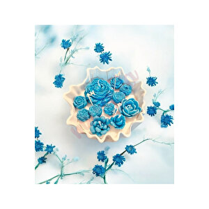 Zen Bahçesi Doğal Mum - Mavi Temalı El Yapımı %100 Doğal Soya Wax Kokulu Dekoratif Mum Mavi