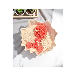 Zen Bahçesi Doğal Mum - Pembe Temalı El Yapımı %100 Doğal Soya Wax Kokulu Dekoratif Mum Pembe
