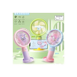 Figürlü Şarjlı El Vantilatörü 3 Kademeli Masaüstü Taşınabilir Mini Fan Pembe