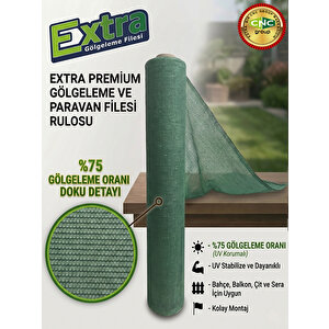 Yeşi̇l Extra Gölgeleme Fi̇lesi̇  %75 Gölgeleme - 65 Gr/m2 - 2 Mt. X 50 Mt 200x5000 cm