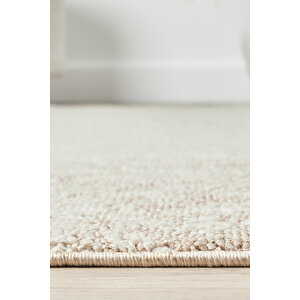 Seyran Petra 1086 Krem - Bej Düz Halı – 5 Mm Polyester Jüt Taban Dokuma Halı | 2200 Gr/m² 120x450 cm