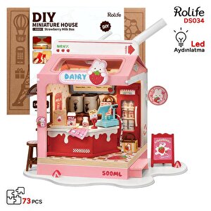 Rolife Ds034 Çilekli Süt Dükkanı (strawberry Milk Box) Diy Minyatür Maket Model Seti Mini Dollhouse 3d Model Kit Detaylı Dekoratif