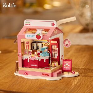 Rolife Ds034 Çilekli Süt Dükkanı (strawberry Milk Box) Diy Minyatür Maket Model Seti Mini Dollhouse 3d Model Kit Detaylı Dekoratif