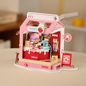 Rolife Ds034 Çilekli Süt Dükkanı (strawberry Milk Box) Diy Minyatür Maket Model Seti Mini Dollhouse 3d Model Kit Detaylı Dekoratif