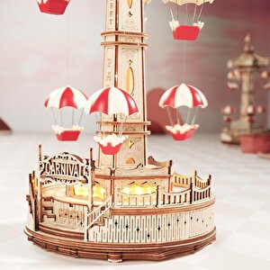 Rokr Ea01 Müzik Kutusu Parachute Tower Music Box Diy 3d Wooden Puzzle Maket Model Seti 3d Model Kit Detaylı Dekoratif Hobi Seti Ah
