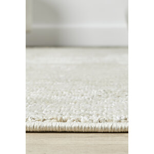 Seyran Petra 1085 Krem - Krem Düz Halı – 5 Mm Polyester Jüt Taban Dokuma Halı | 2200 Gr/m² Krem Krem