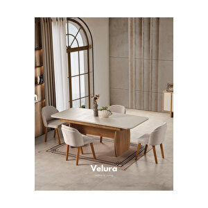 Eylül Yemek Masası + 4 Sandalye (naturel Ve Krem) 0010 Naturel