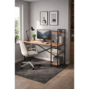 120x55 Cm Raflı Çalışma Masası Bilgisayar Masası Ofis Masası Ders Masası Cervantes Çam